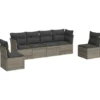 vidaXL Loungeset met kussens - set van 6 - Grijs - Poly Rattan