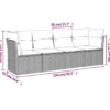 vidaXL Loungeset met kussens - set van 4 - Grijs - Poly Rattan - 234x62x69 cm