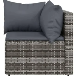vidaXL - loungeset voor 3 met kussens grijs poly rattan 4 stuks
