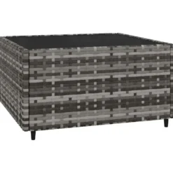 vidaXL - loungeset voor 3 met kussens grijs poly rattan 4 stuks