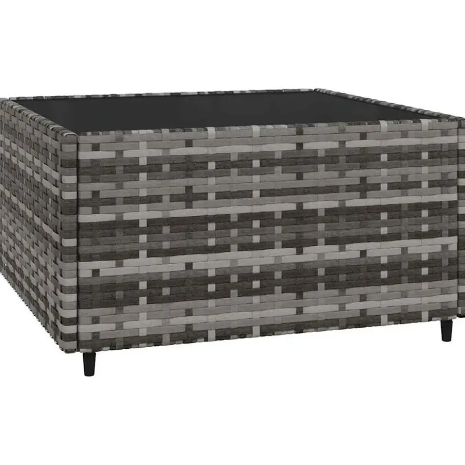 vidaXL - loungeset voor 3 met kussens grijs poly rattan 4 stuks