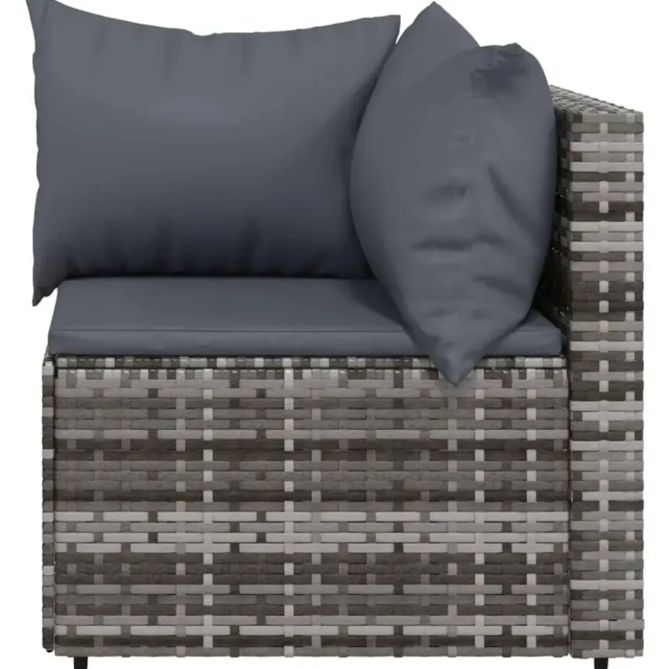 vidaXL - loungeset voor 3 met kussens grijs poly rattan 4 stuks