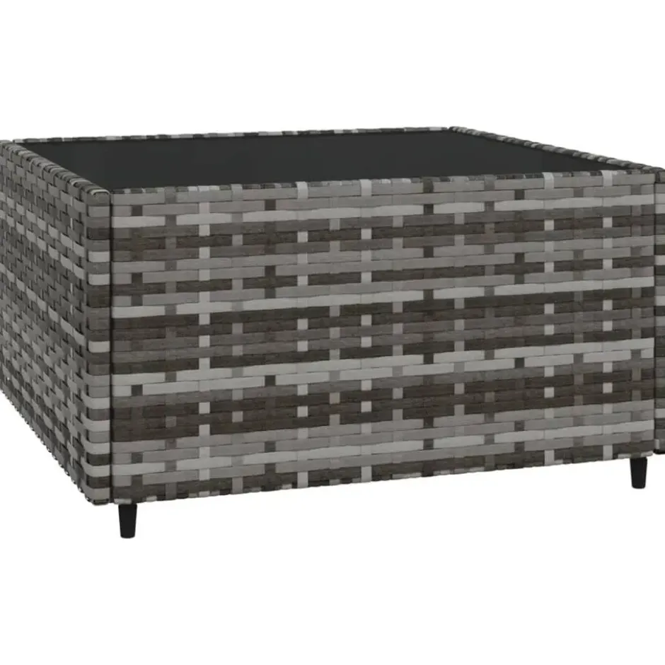 vidaXL - loungeset voor 3 met kussens grijs poly rattan 4 stuks