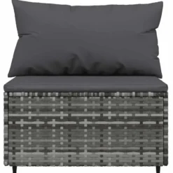 vidaXL - loungeset voor 3 met kussens grijs poly rattan 4 stuks
