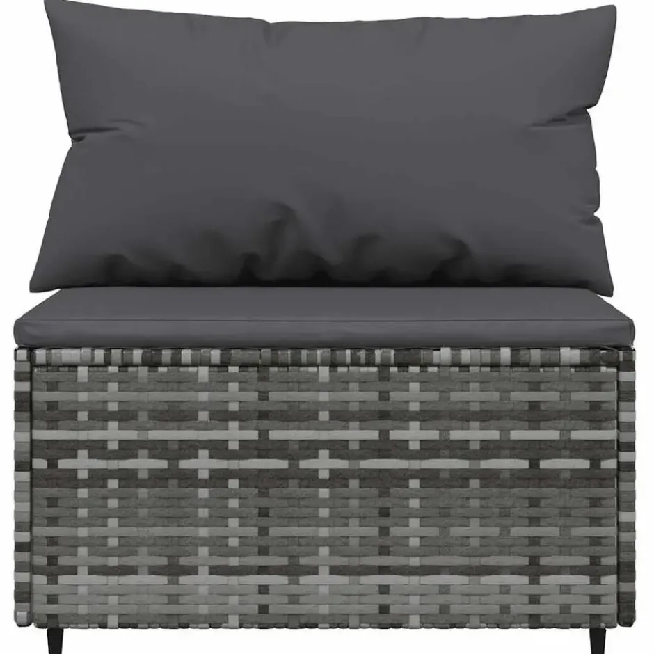 vidaXL - loungeset voor 3 met kussens grijs poly rattan 4 stuks