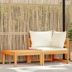 vidaXL - Loungeset - Wit - Acaciahout - 2 stuks - Met kussens