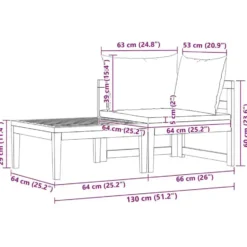 vidaXL - Loungeset - Wit - Acaciahout - 2 stuks - Met kussens