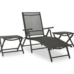 vidaXL - Loungeset - Zwart - Aluminium