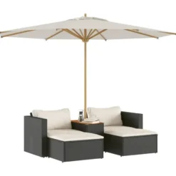 vidaXL - Loungeset - Zwart - Poly rattan