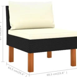 vidaXL - Loungeset - Zwart - Poly rattan en massief eucalyptushout - 3 stuks