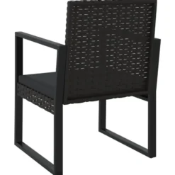 vidaXL - Loungeset - Zwart - Poly rattan - 3 stuks - Met kussens