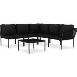 vidaXL - Loungeset - Zwart - PVC
