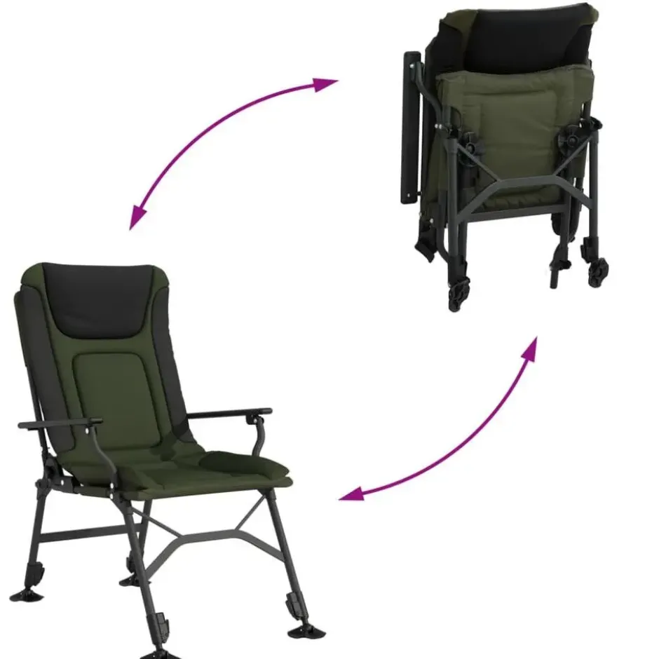 vidaXL - Loungestoel met armleuning - Groen - Staal
