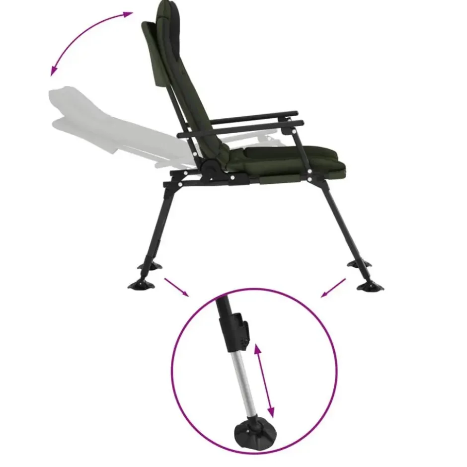 vidaXL - Loungestoel met armleuning - Groen - Staal