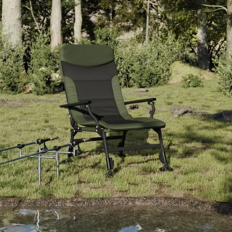 vidaXL - Loungestoel met armleuning - Groen - Staal
