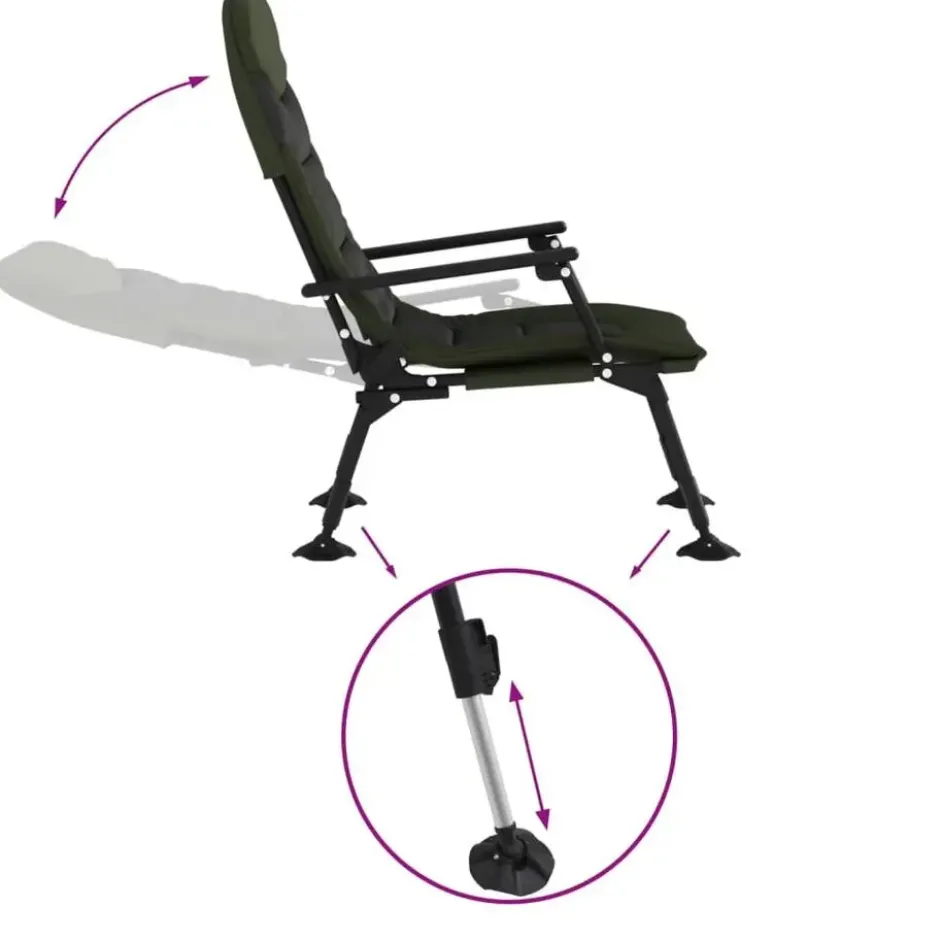 vidaXL - Loungestoel met armleuning - Groen - Staal
