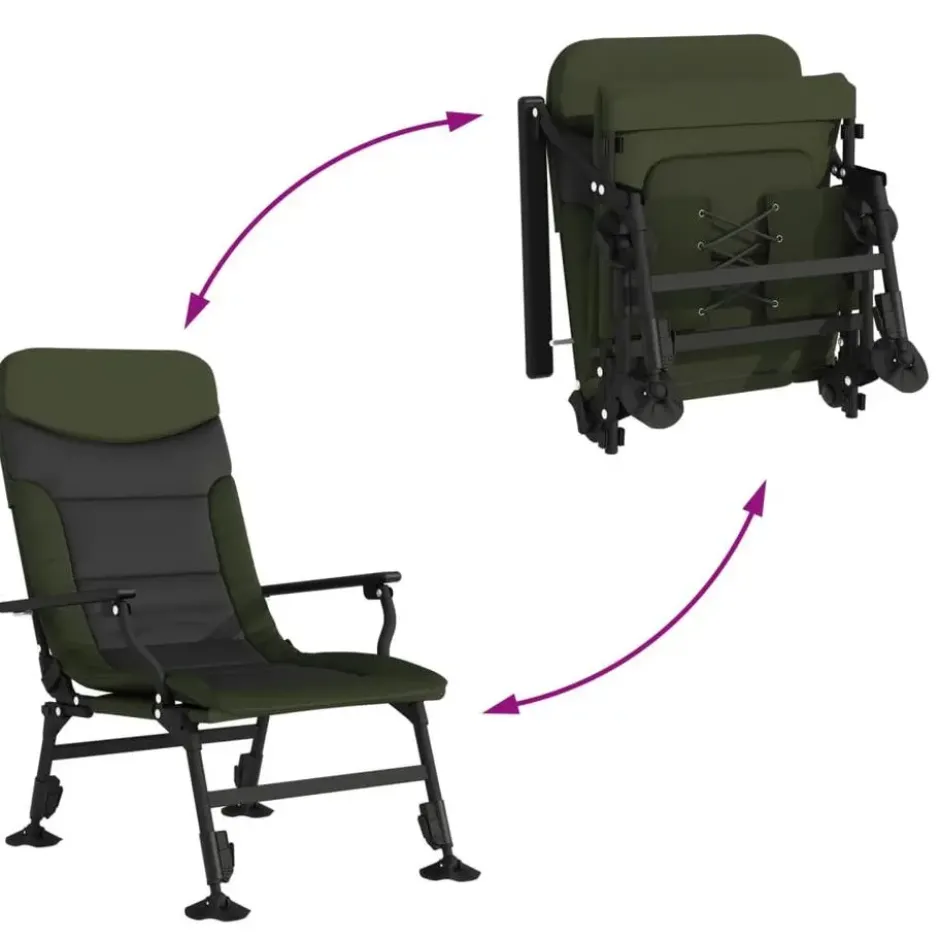 vidaXL - Loungestoel met armleuning - Groen - Staal