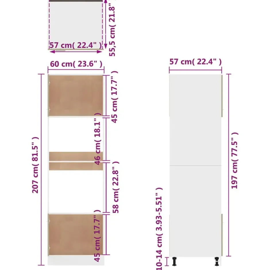 vidaXL - Magnetronkast Lyon - Bruin eiken - Bewerkt hout - 60x57x207 cm