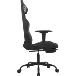 vidaXL Massage gamestoel met voetensteun stof zwart en camouflage