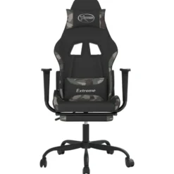 vidaXL Massage gamestoel met voetensteun stof zwart en camouflage