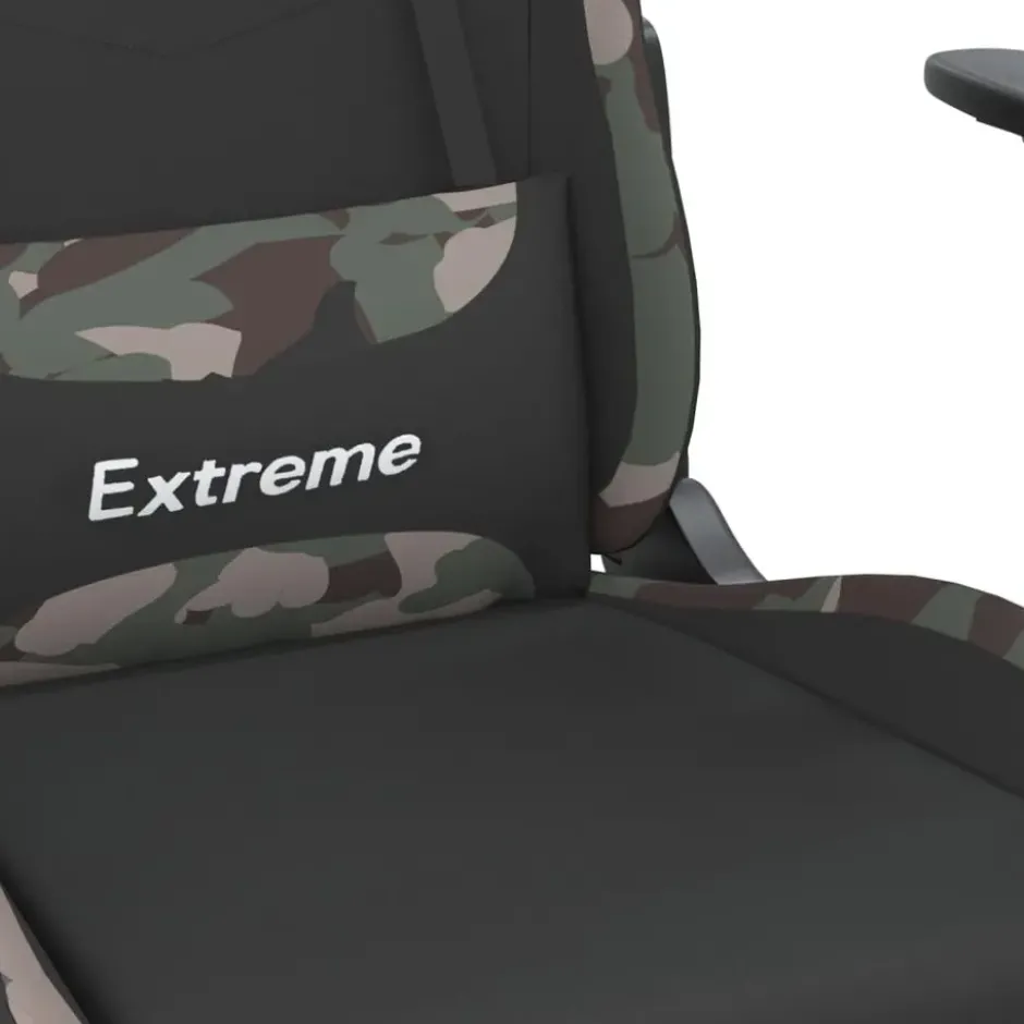 vidaXL Massage gamestoel met voetensteun stof zwart en camouflage