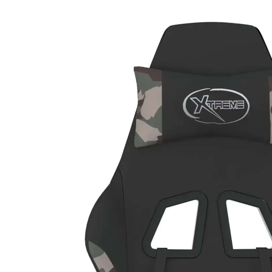 vidaXL Massage gamestoel met voetensteun stof zwart en camouflage