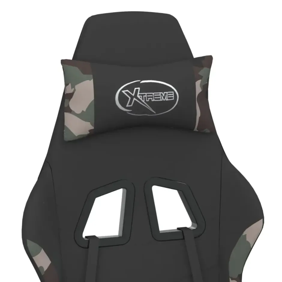 vidaXL Massage gamestoel met voetensteun stof zwart en camouflage