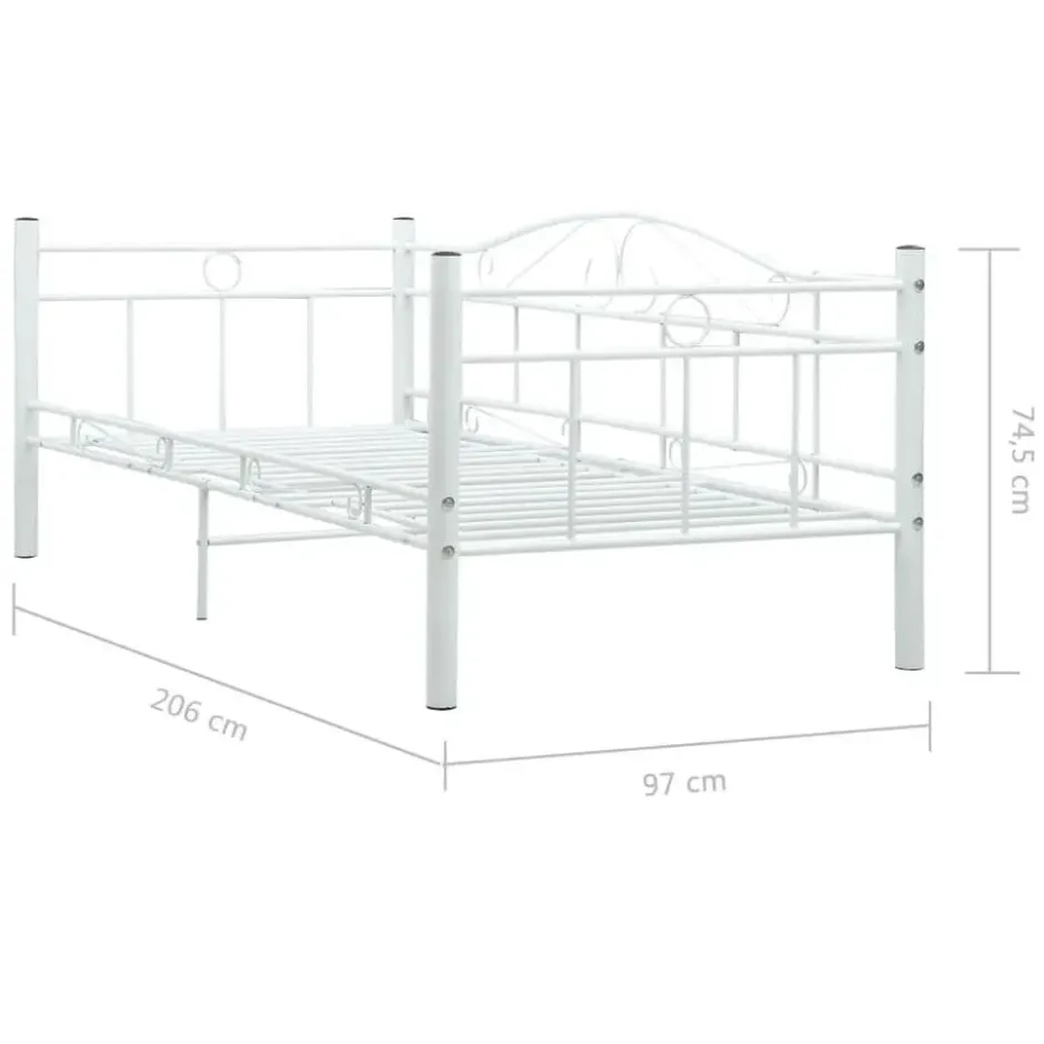 vidaXL - Metalen bedbank - Wit - 90x200 cm