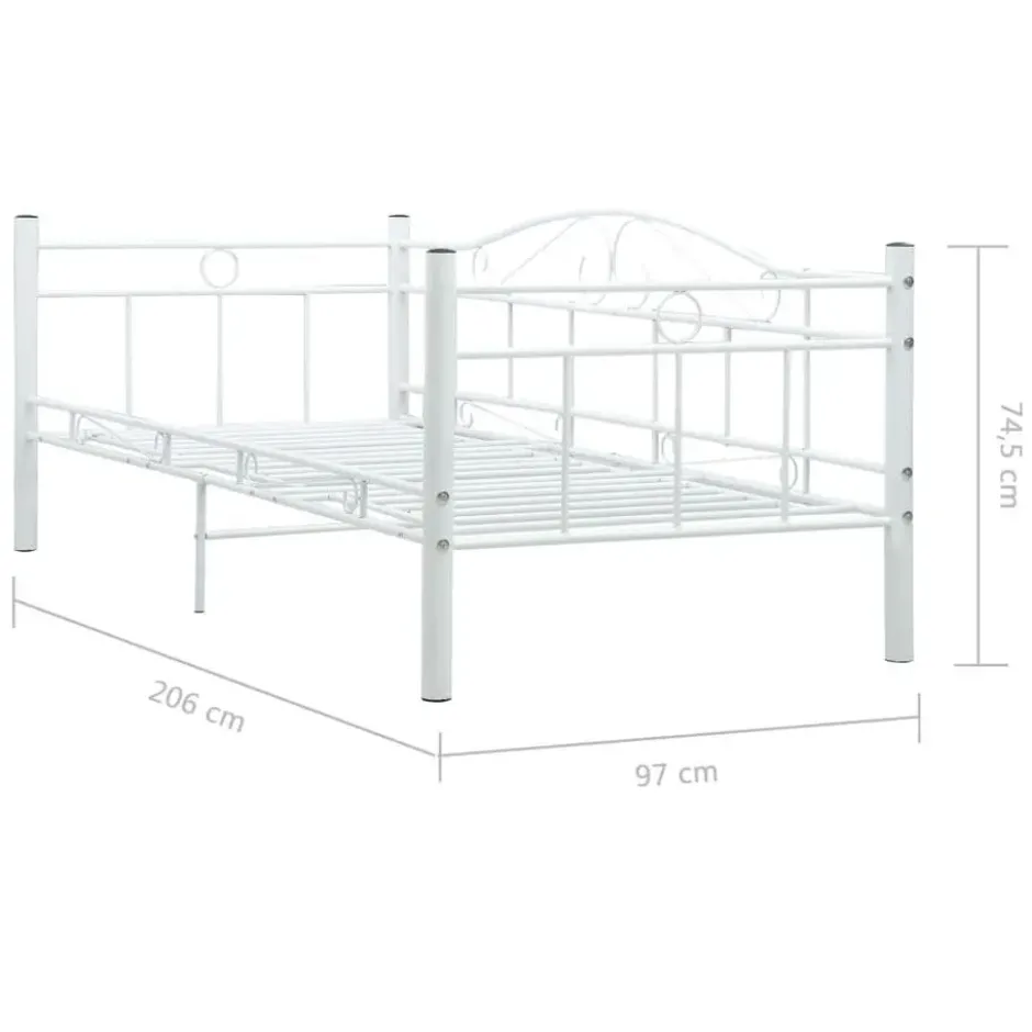vidaXL - Metalen bedbank - Wit - 90x200 cm