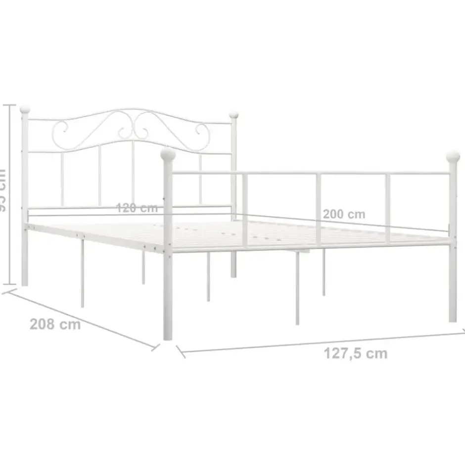 vidaXL - Metalen bed frame met hoofdeinde - Wit - Metaal - 120x200 cm