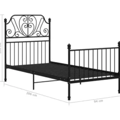 vidaXL - Metalen eenpersoonsbed met hoofdbord - Zwart - 90x200 cm
