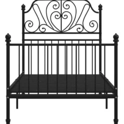 vidaXL - Metalen eenpersoonsbed met hoofdbord - Zwart - 90x200 cm
