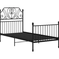 vidaXL - Metalen eenpersoonsbed met hoofdbord - Zwart - 90x200 cm