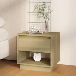 vidaXL - Nachtkastje - Beige - Bewerkt hout