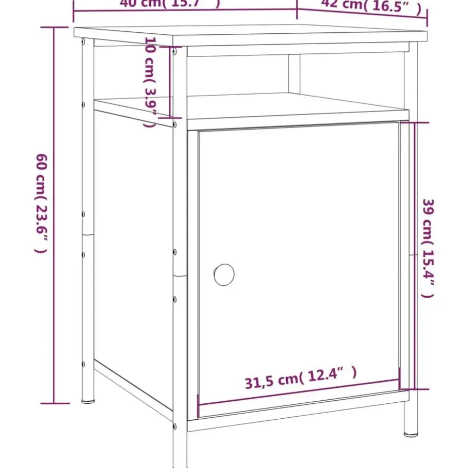 vidaXL - Nachtkastje - Bruin - Bewerkt hout - 2 stuks