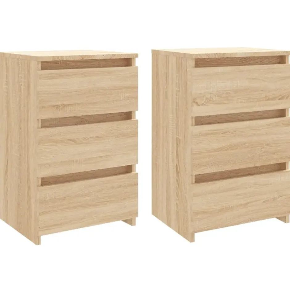 vidaXL - Nachtkastje - Bruin - Bewerkt hout - 2 stuks
