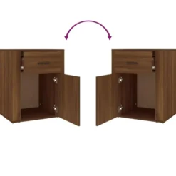 vidaXL - Nachtkastje met lade en deur - Bruin eiken - Bewerkt hout - 50x36x60 cm
