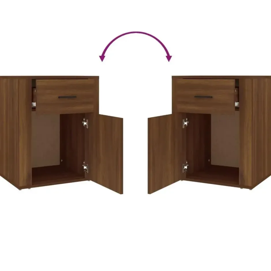 vidaXL - Nachtkastje met lade en deur - Bruin eiken - Bewerkt hout - 50x36x60 cm