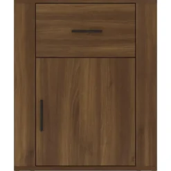 vidaXL - Nachtkastje met lade en deur - Bruin eiken - Bewerkt hout - 50x36x60 cm