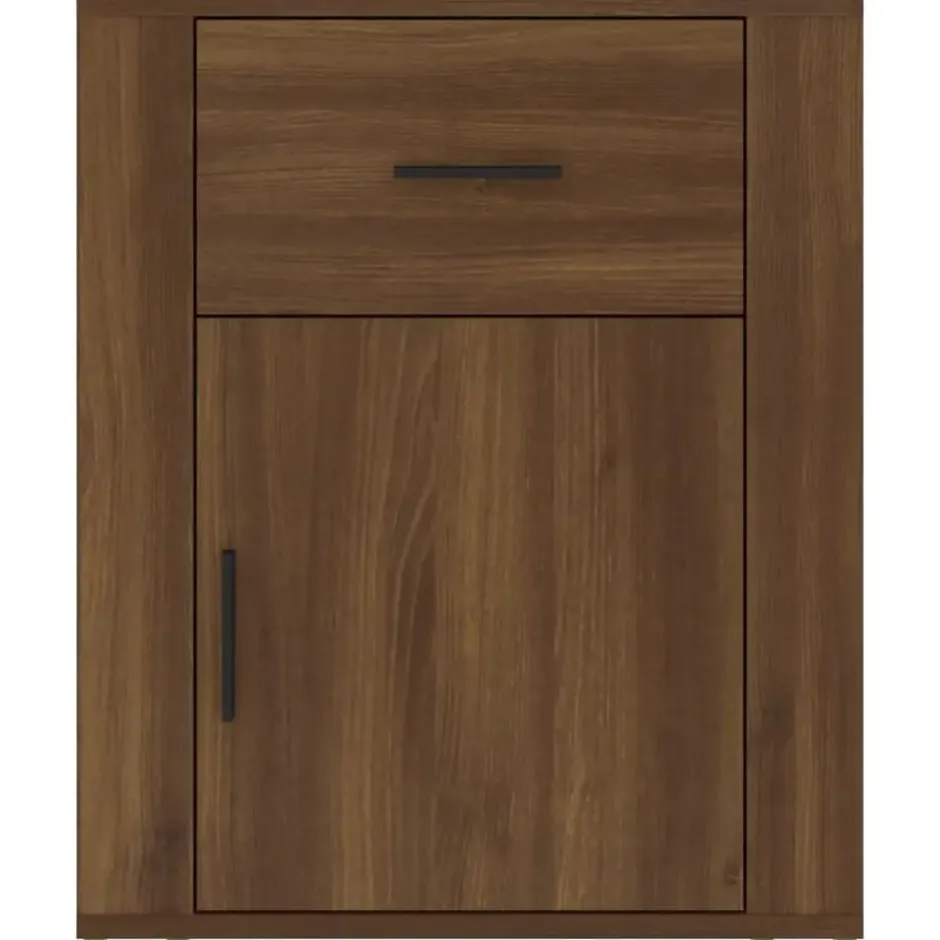 vidaXL - Nachtkastje met lade en deur - Bruin eiken - Bewerkt hout - 50x36x60 cm