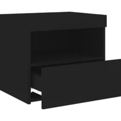vidaXL - Nachtkastje met LED-verlichting - Zwart - Hout - 50 x 40 x 45 cm