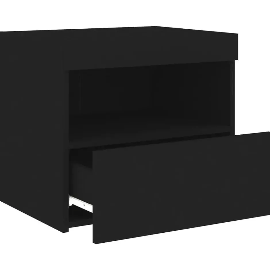 vidaXL - Nachtkastje met LED-verlichting - Zwart - Hout - 50 x 40 x 45 cm