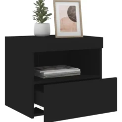 vidaXL - Nachtkastje met LED-verlichting - Zwart - Hout - 50 x 40 x 45 cm