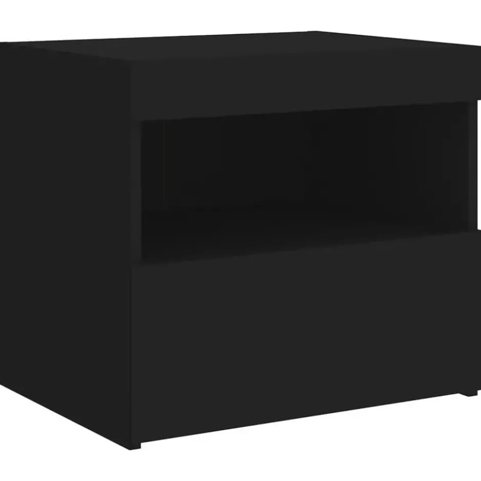 vidaXL - Nachtkastje met LED-verlichting - Zwart - Hout - 50 x 40 x 45 cm