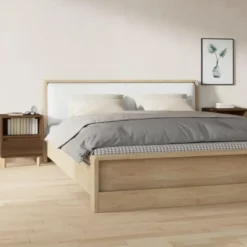 vidaXL - Nachtkastjes met houten poten - Bruin eiken - 40x35x50 cm - Set van 2