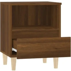vidaXL - Nachtkastjes met houten poten - Bruin eiken - 40x35x50 cm - Set van 2