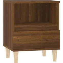 vidaXL - Nachtkastjes met houten poten - Bruin eiken - 40x35x50 cm - Set van 2