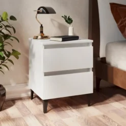 vidaXL - Nachtkastje - Wit - Bewerkt hout - 2 stuks