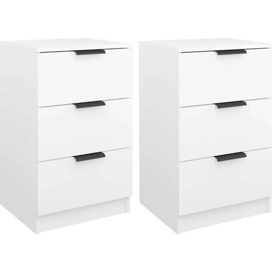 vidaXL - Nachtkastje - Wit - Bewerkt hout - 2 stuks
