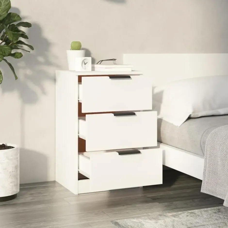 vidaXL - Nachtkastje - Wit - Bewerkt hout - 2 stuks